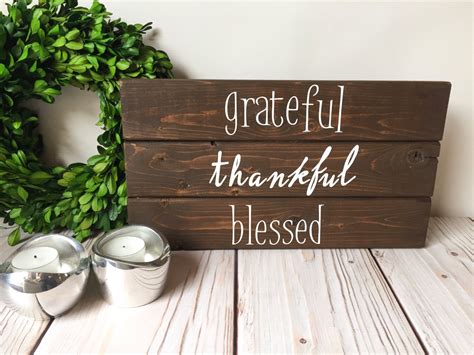 Grateful Thankful Blessed Sign Grateful Sign Rustic Wall