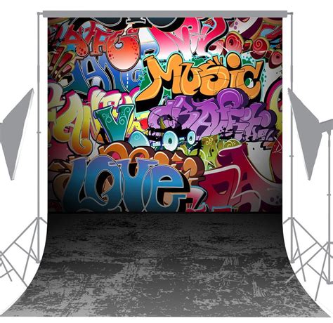 Hellodecor Polyester Fabric 5x7ft Wall Graffiti Style Photography