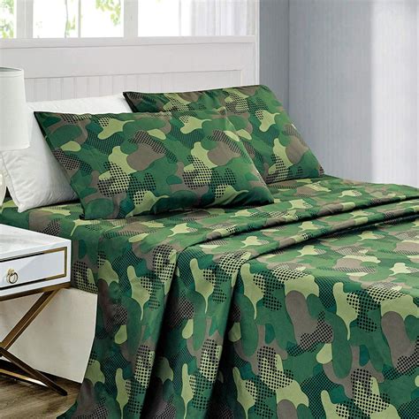 Kids Collection Bedding 4 Piece Army Green Full Size Sheet Set Flat