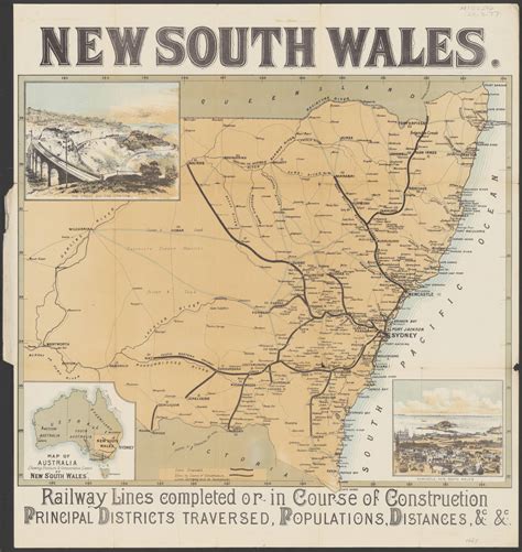1890 Map Of New South Wales Showing Railway Lines Completed Lines