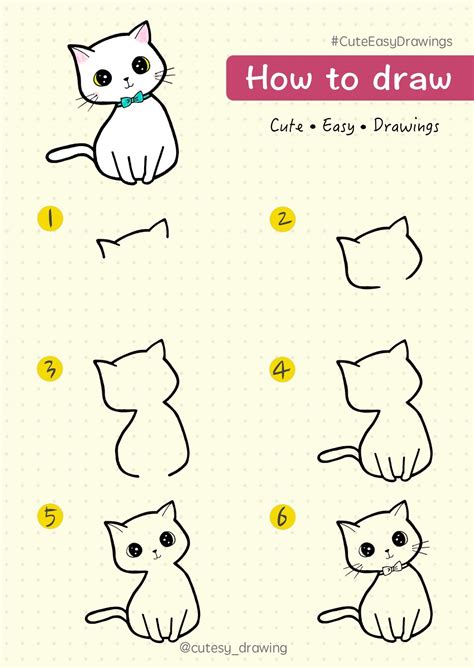 How To Draw Cute Kitten Cat Step By Step Tutorial Simple Cat Drawing