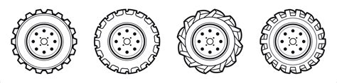 Set Of Isolated Rubber Tyre Car Tire Truck Wheel 4991457 Vector Art