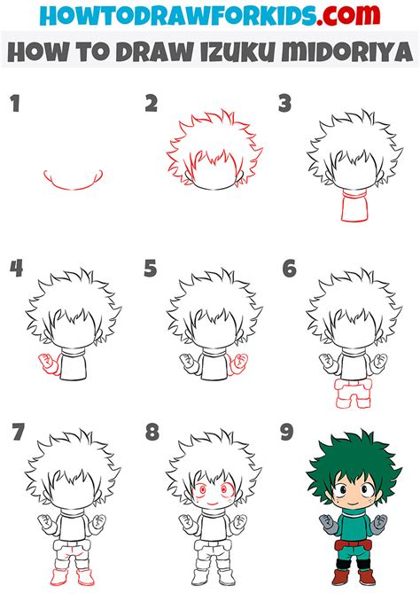 How To Draw Izuku Midoriya Easy Drawing Tutorial For Kids