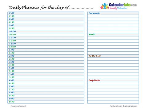 Daily Planner Excel Template 2022