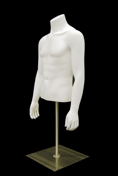 Headless Male 12 Torso On Stand Matte White Mannequin Madness