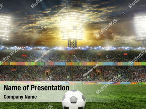 Illumination Soccer Stadium With Spot Powerpoint Template