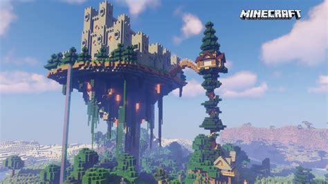 Minecraft Floating Island Sky Castle Speed Build Youtube