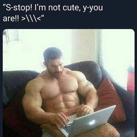 S Stop Im Not Cute Buff Guys Typing On Laptops Why Yes How Could