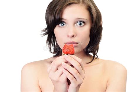 woman eating strawberry stock image image of background 39132735