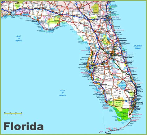 Central Florida Road Map Showing Main Towns Cities And Highways Map