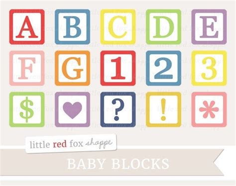 Baby Blocks Clipart Nursery Digital Clip Art Block Letter Number