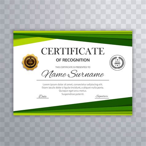 Certificate With Green Wave Design Elements Vector 245442 Vector Art At