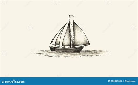 Vintage Sailing Ship Illustration Crosshatched Shading And Pencil Art