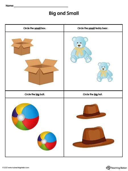 Big And Small Worksheet Objects Color
