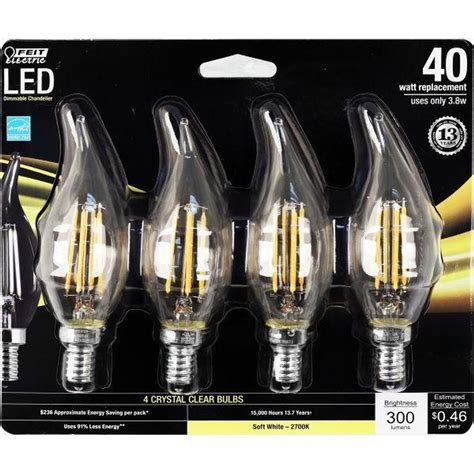 Feit Electric Bpcfc40827led4 38w Led Flame Tip 2700k 4 Pack