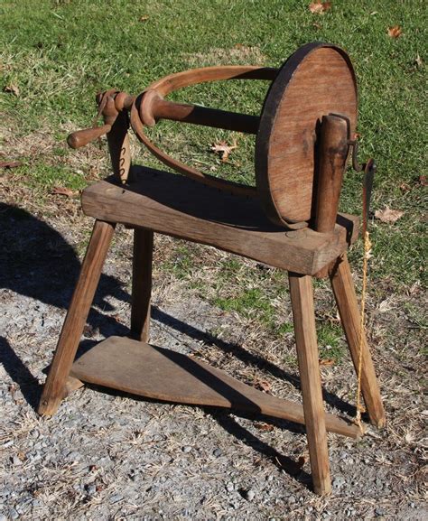 primitive early 19th c unusual flax wheel with 12in dia amazing the simple tools that did so