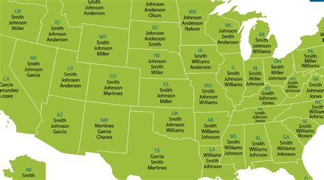 This Map Shows The Most Common Last Name In Your State Rare