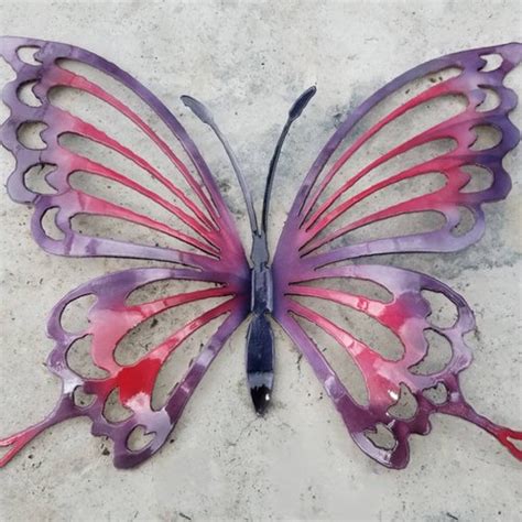 Turquoise And Purple Metal Butterfly Wall Art Butterfly Decor Etsy