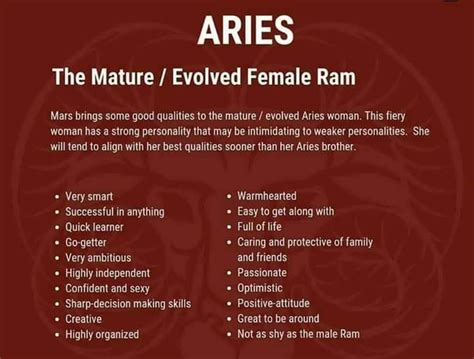 Aries Qualities Female