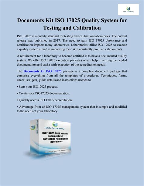 Documents Kit Iso 17025 Quality System For Testing And Calibration By