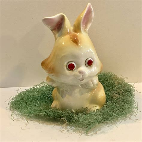 Vintage 1950s Bunny Rabbit Bank Ceramic Bunny Mid Century