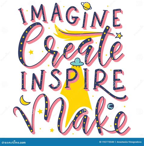 Multicolored Text Imagine Create Inspire Make Colored Doodle And