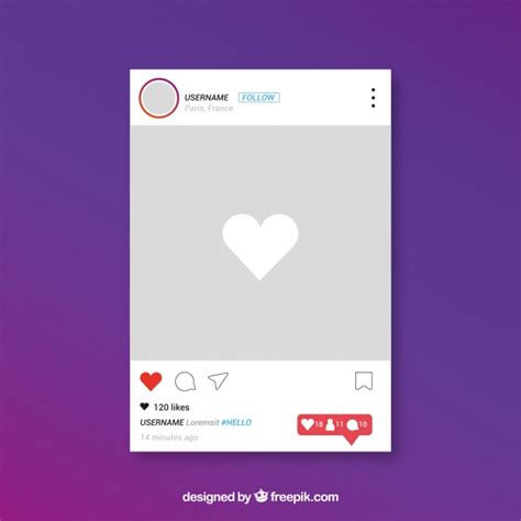 Editable blank instagram post template. Instagram post template with notifications Vector | Free ...