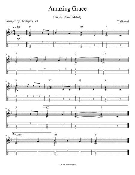 Amazing Grace Ukulele Chord Melody Sheet Music Pdf Download