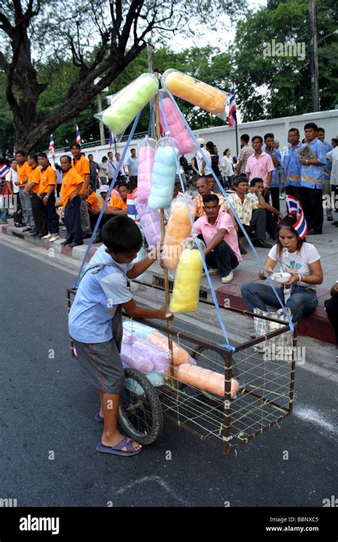 Young Cotton Candy Seller On The Street In Bangkok Stock Photo Alamy