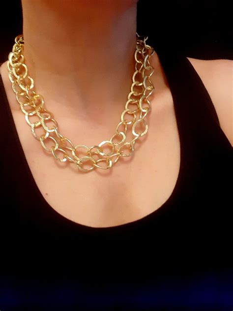Gold Chunky Chain Necklace Oversized Choker Statement Etsy Gold