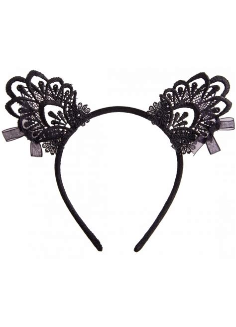 Black Lace Cat Ears For Halloween Or Cosplay Cosplay Ears