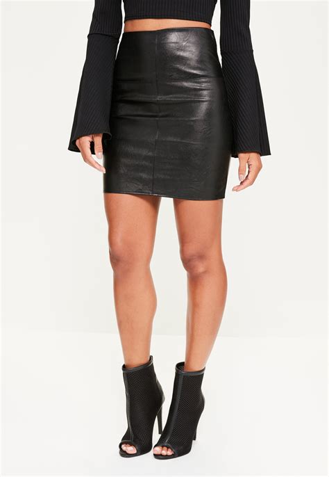 Missguided Black Faux Leather Mini Skirt In Black Lyst