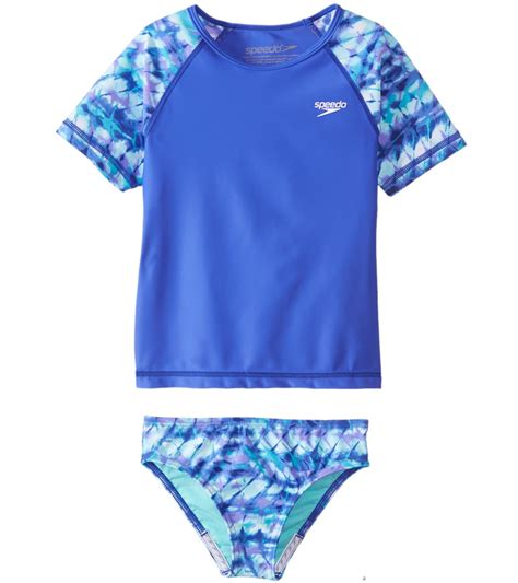 Speedo Girls Short Sleeve Printed Rash Guard Set 4 6x At