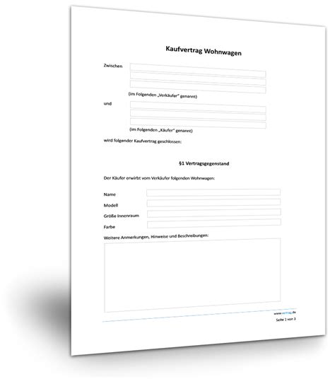 Welche angaben in den vertrag gehören und weitere tipps! Kaufvertrag Wohnwagen kostenlos