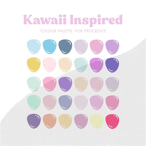 Kawaii Inspired Colour Palette For Procreate Cute Colours Etsy