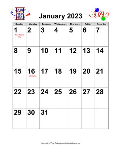 Free 2023 Large Number Holiday Graphics Calendar With Holidays