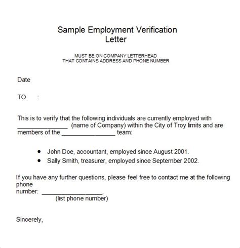 Free 21 Employment Verification Letter Templates In Pdf Ms Word
