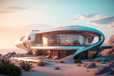Premium Ai Image The Most Beautiful Futuristic Beach House Filled Hd