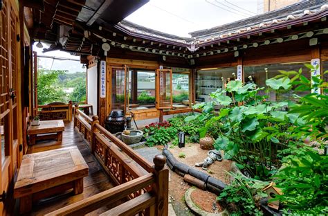Open Courtyard Garden In A Breezy Traditional Tea House In The Historic