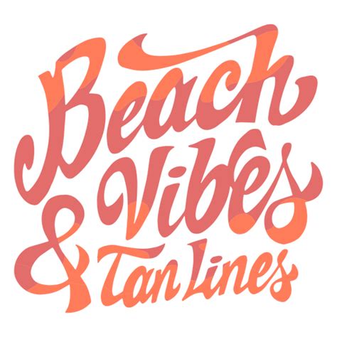 diseño png y svg de cita de vibraciones de playa y líneas de bronceado para camisetas