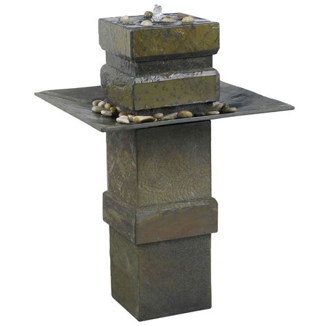 Foam is common in fountains — but there is a solution! Kenroy Home Cubist 33-in Stone Tiered at Lowes.com