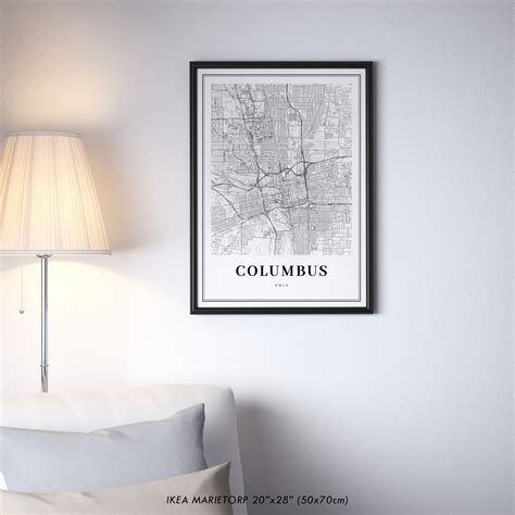 Downtown Columbus Oh Map Print Ohio Usa Map Art Poster City Etsy