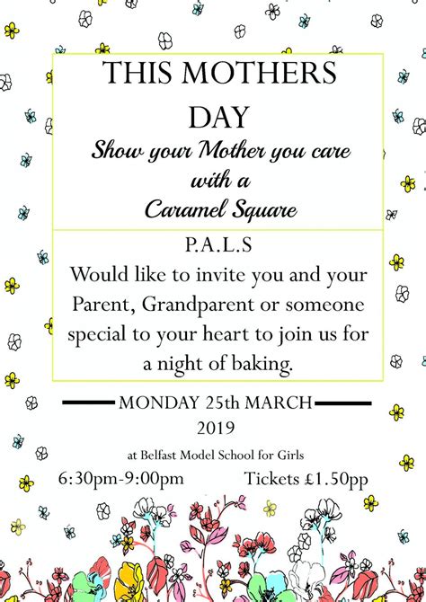 Pals Mothers Day Invitation Belfast Model School For Girls