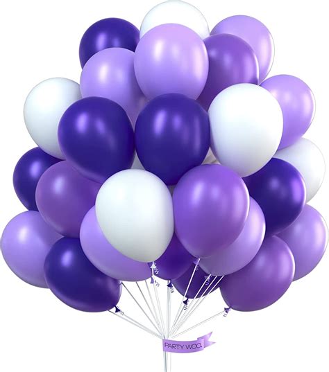 Partywoo Purple And White Balloons 60 Pcs 12 Inch Of Purple Balloons Lavender Balloons Deep