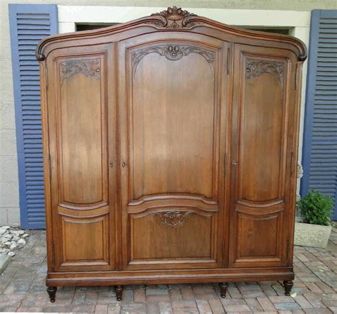 Antique French Country Wardrobe Armoire three door row of Shelves ...