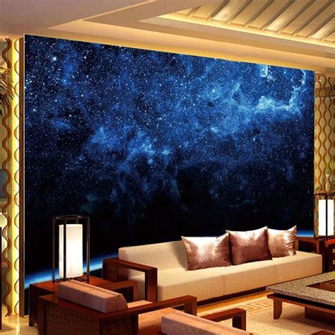 Custom Wallpaper Mural Beautiful Starry Sky Free Shipping Bvm Home