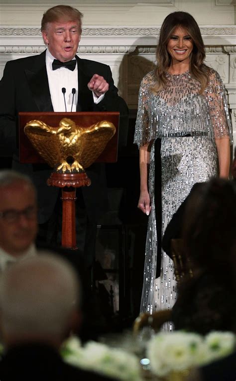 Melania Trump Wears A Sparkly 8000 Monique Lhuillier Gown At White