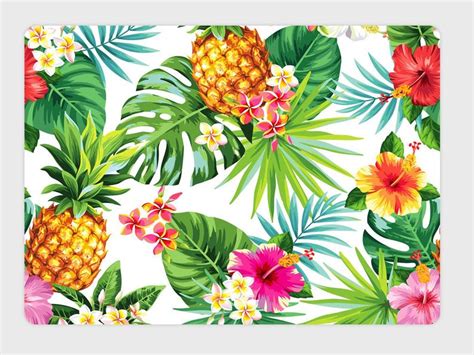 Pineapple Cotton Fabric Tropical Flowers And Leaves Cotton Etsy