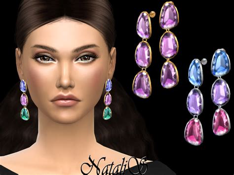 The Sims Resource Natalismixed Color Gemstone Drop Earrings