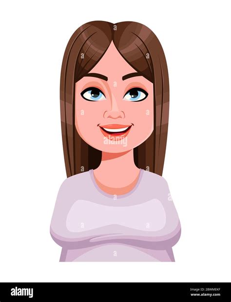 face expression of beautiful plus size woman cheerful female emotion cute cartoon character